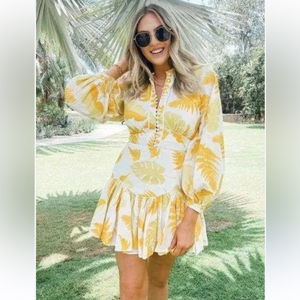 ACLER Bastia Golden Leaves White
Embroidered Corset Mini Dress Sz 6